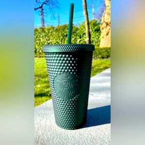 STARBUCKS matte dark green studded‎ grande tumbler NWT